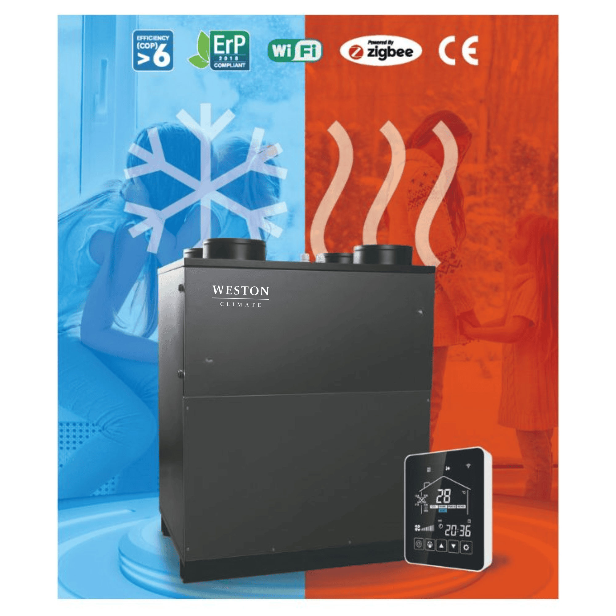 Sistema de ventilação com bomba de calor Weston Climate HCVENT 350-950 m³/h-09