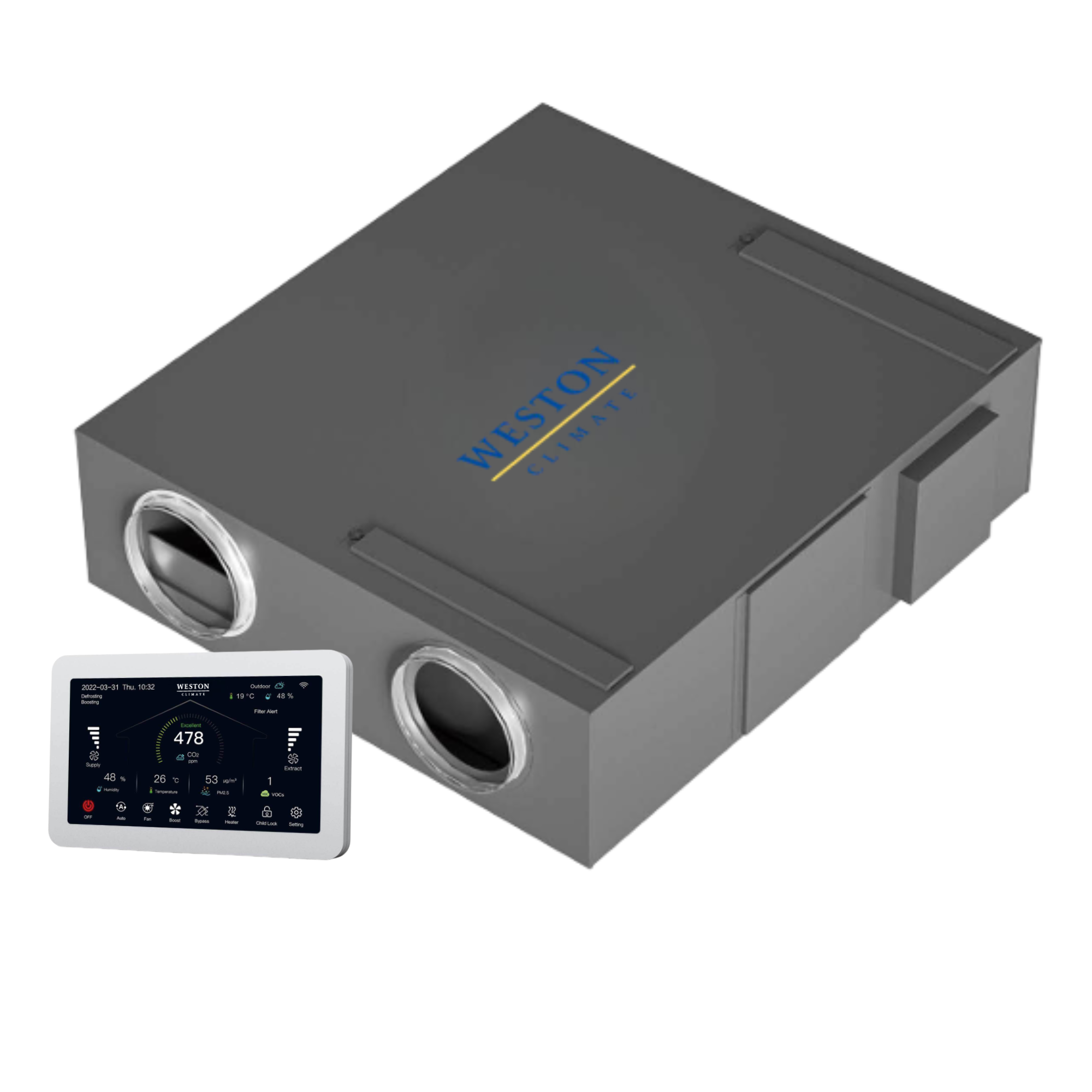 Weston Climate Power 600-800 m³/h soojustagastusega ventilatsiooniseade-01