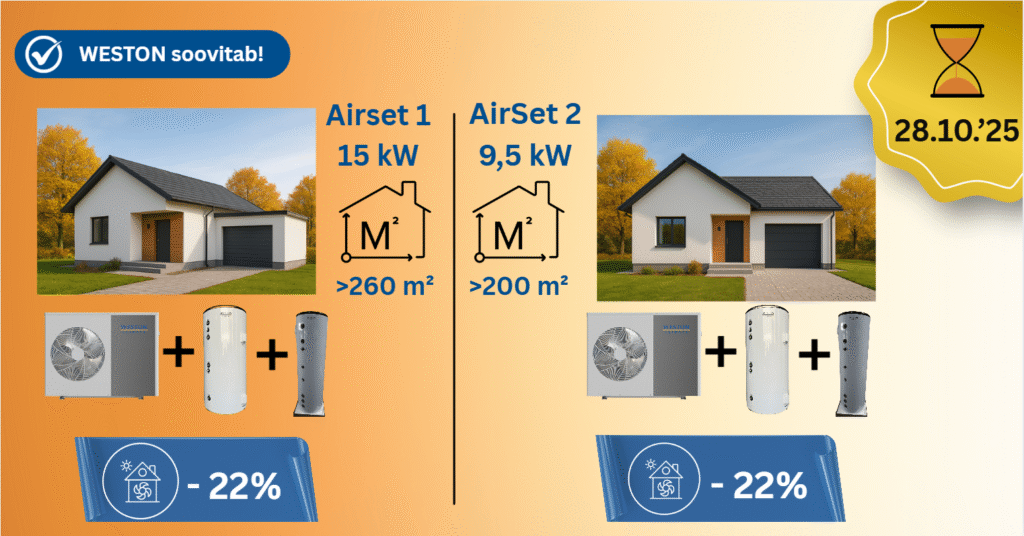 Soojuspumba komplektid maja kuni 260m2, maja kuni 200m2